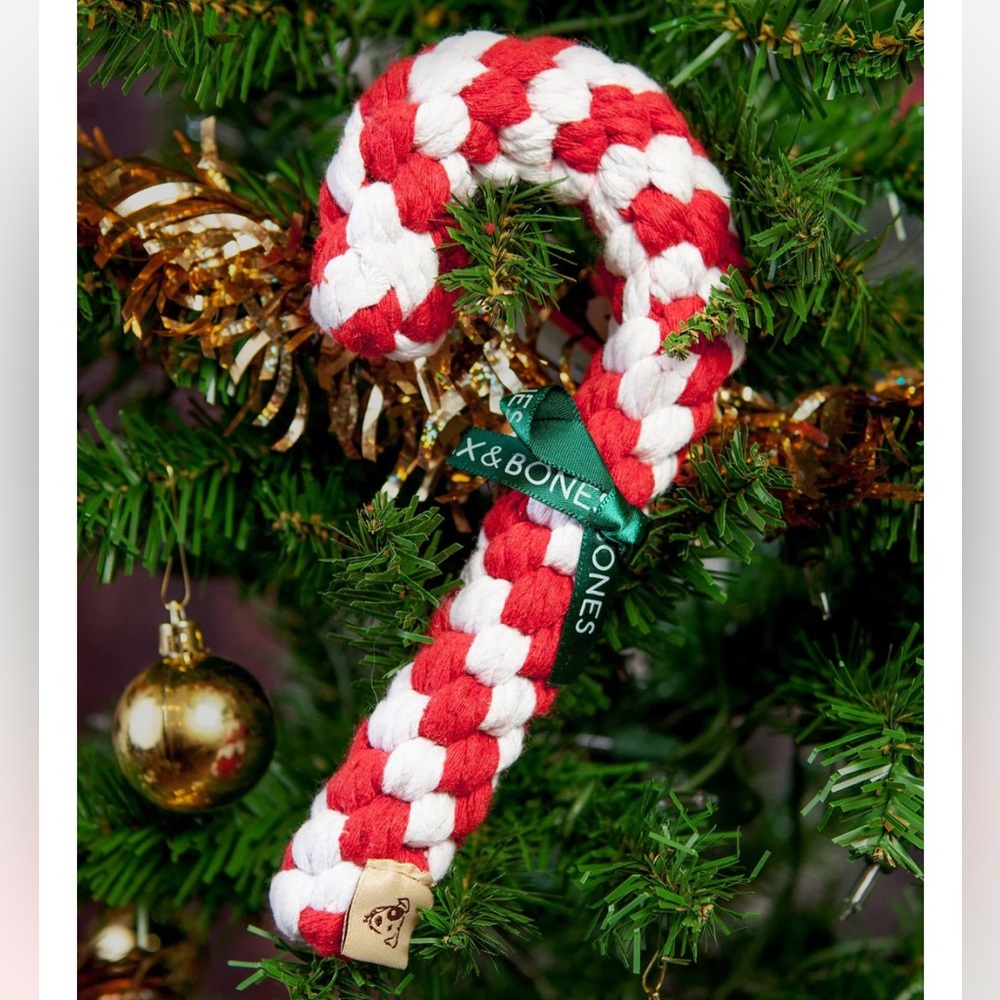 Jax & Bones candy cane dog rope toy NWT